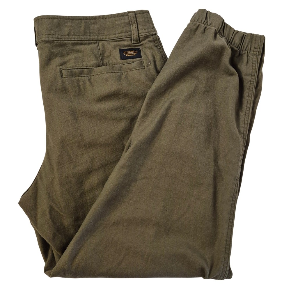 REI Co-op Pants Mens‎ 36x30(29) Green Canvas Jogger Hiking Utility Articulated